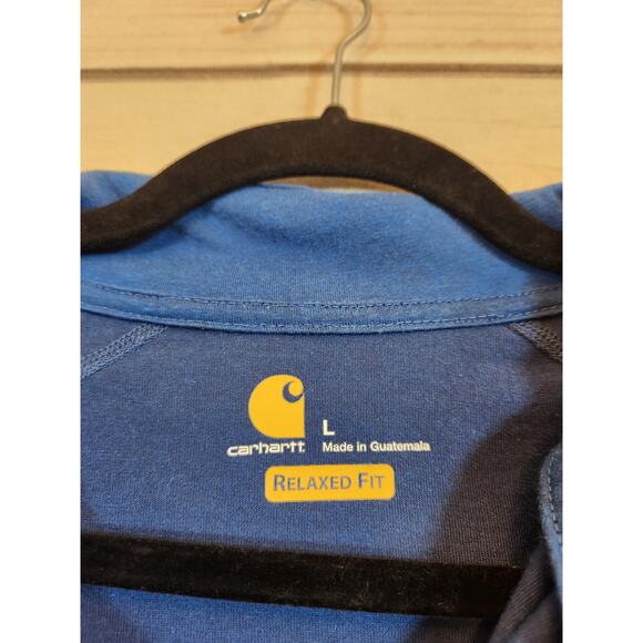 Carhartt Men's Blue Solid Relaxed Fit Quarter Zip Long Sleeve T-Shirt Size Large - Picture 3 of 6